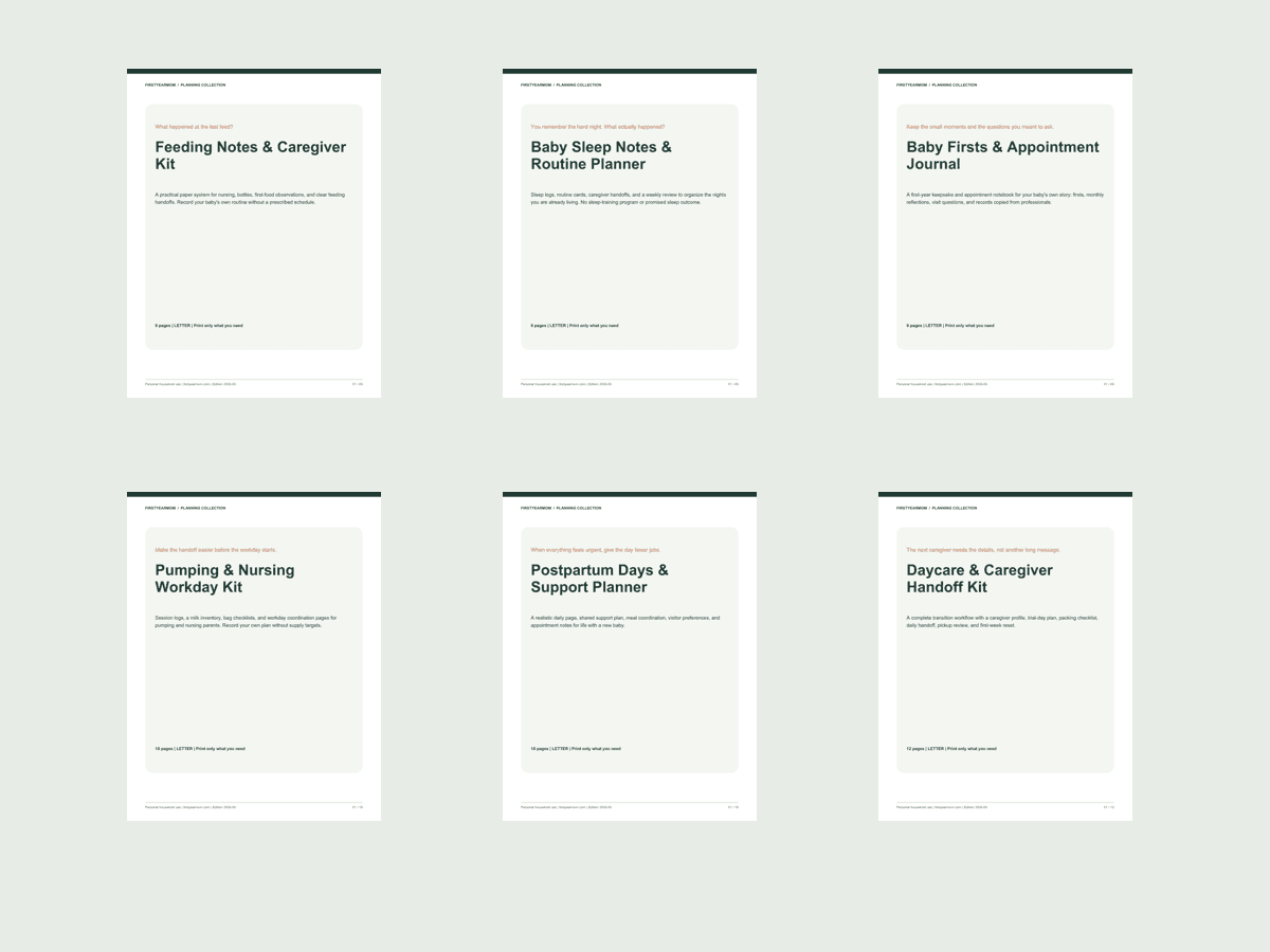 First Year Care & Handoff Bundle - printable PDF guide preview